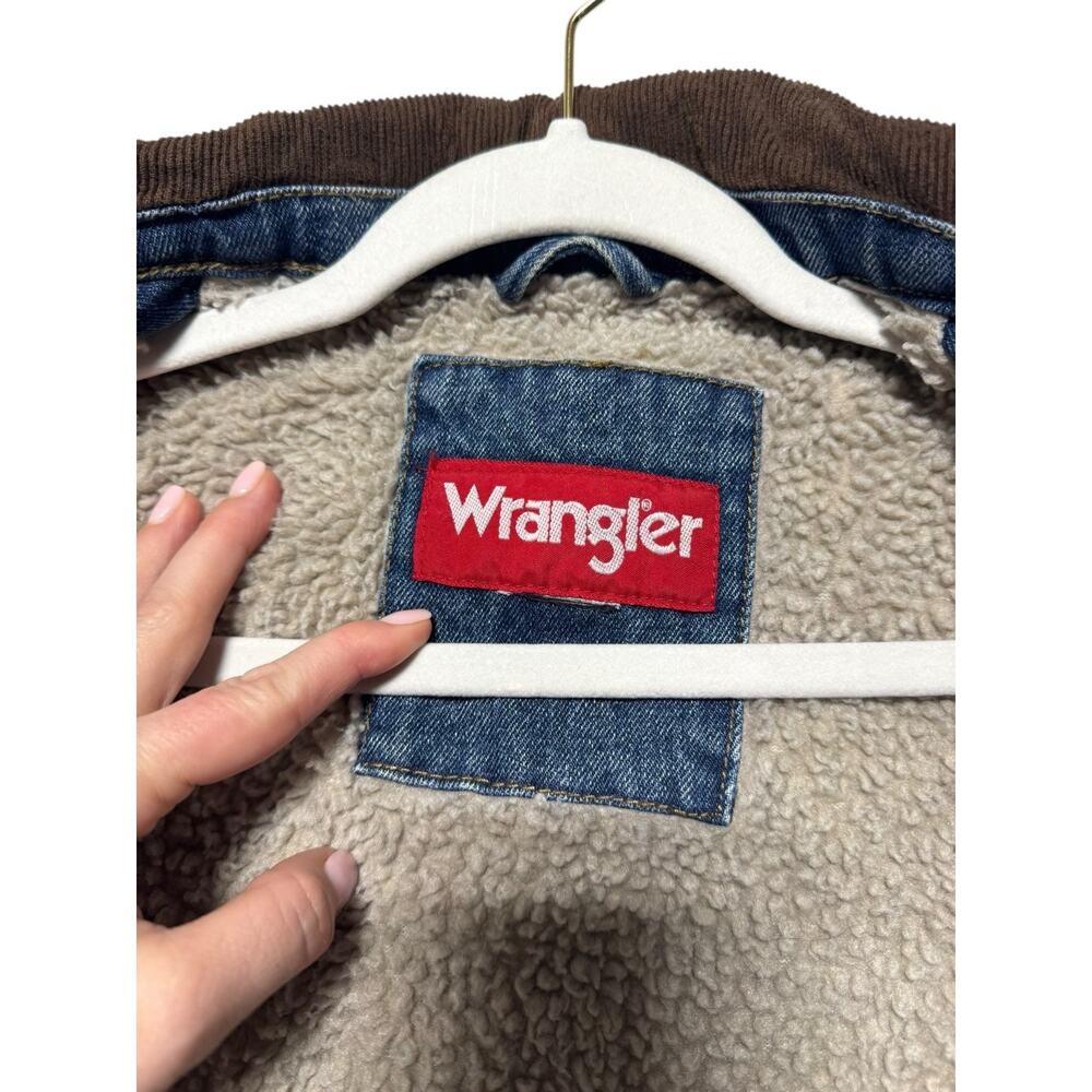 Wrangler Barn Jean Jacket Mens Large Sherpa Lined Corduroy Vintage 90s Chores - Picture 5 of 13